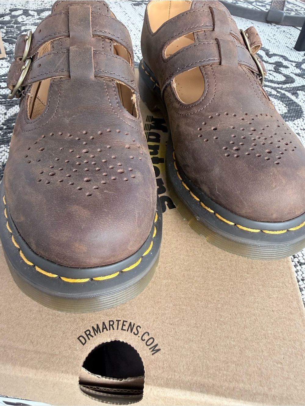 NIB Dr. Martens 8065 Crazy Horse Brown Mary Janes 7 - Picture 4 of 13